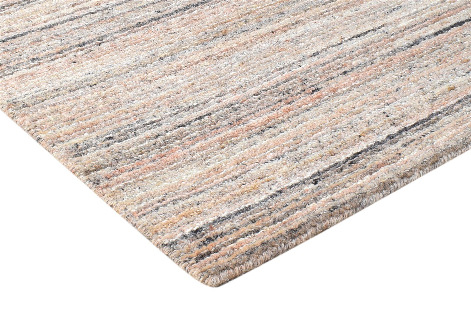 Wool Pink Rug 2' X 3' Modern Handloom Scandinavian Striped Small Carpet 7865136742549