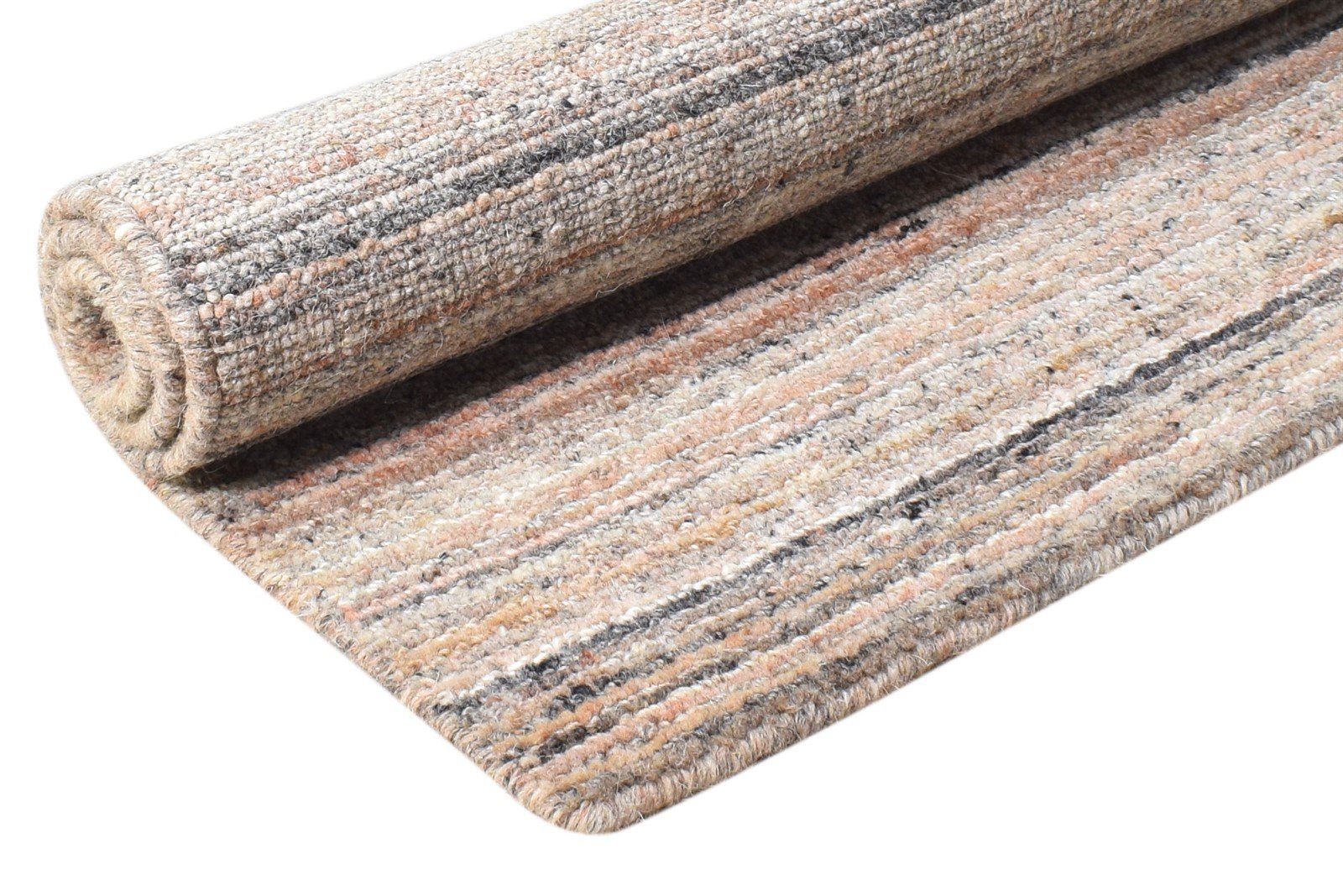 Wool Pink Rug 2' X 3' Modern Handloom Scandinavian Striped Small Carpet 7865136742549