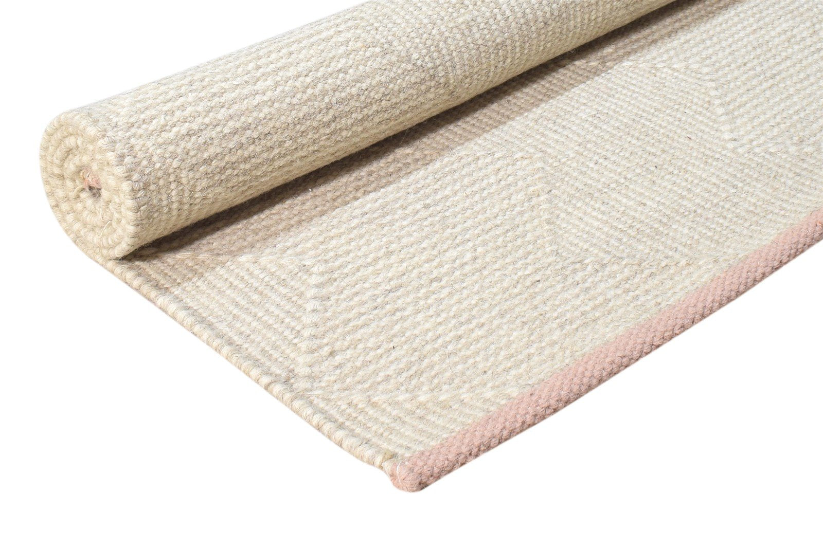 Wool Pink Rug 5' X 5' Modern Dhurrie Scandinavian Nordic Room Size Carpet 7865006817429