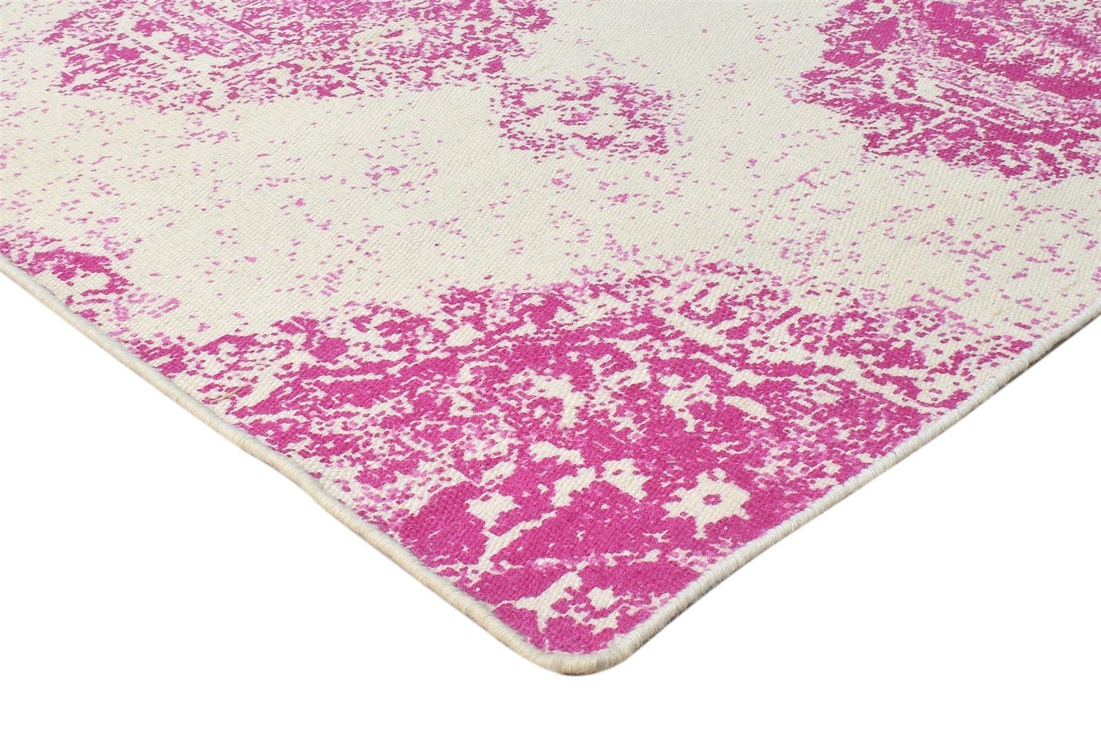 Christie Wool Pink Rug 5' X 8' Modern Dhurrie Bohemian Damask 7865166037141