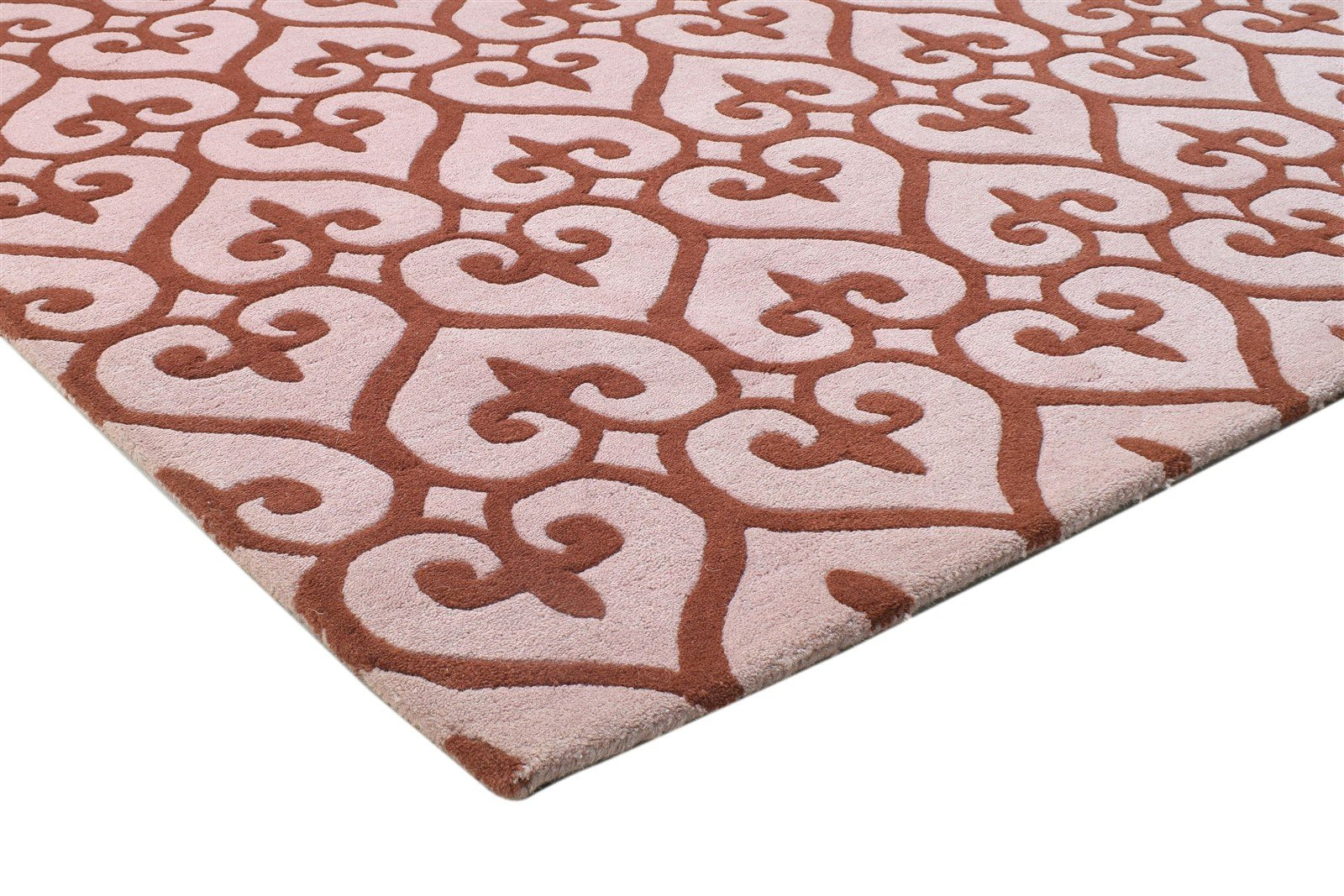 Wool Pink Rug 5' X 8' Modern Hand Tufted Moroccan Trellis Room Size Carpet 7864110547093