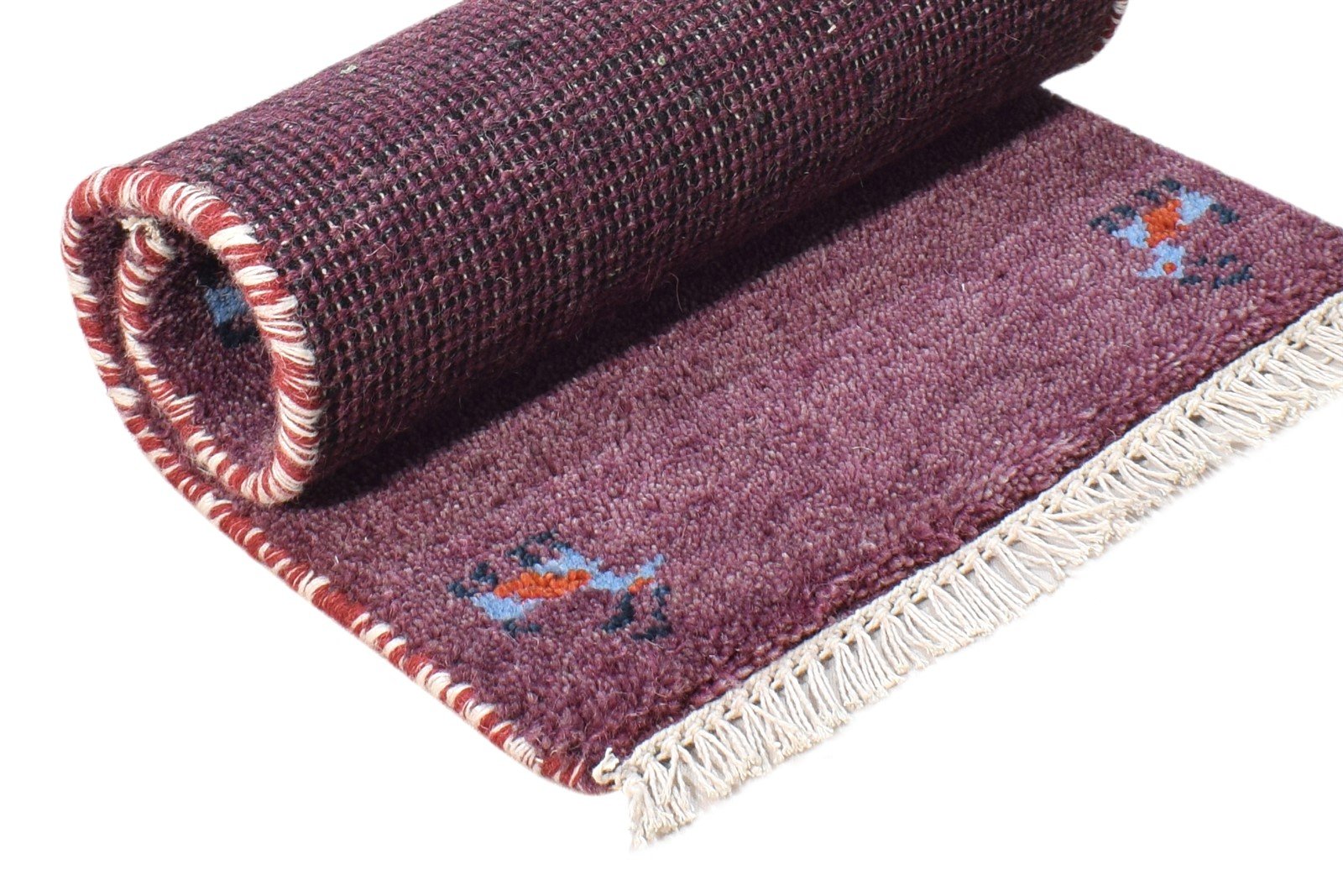 Wool Purple Rug 1' X 2' Tribal Hand Knotted Southwestern Solid Small Carpet 7865089818773