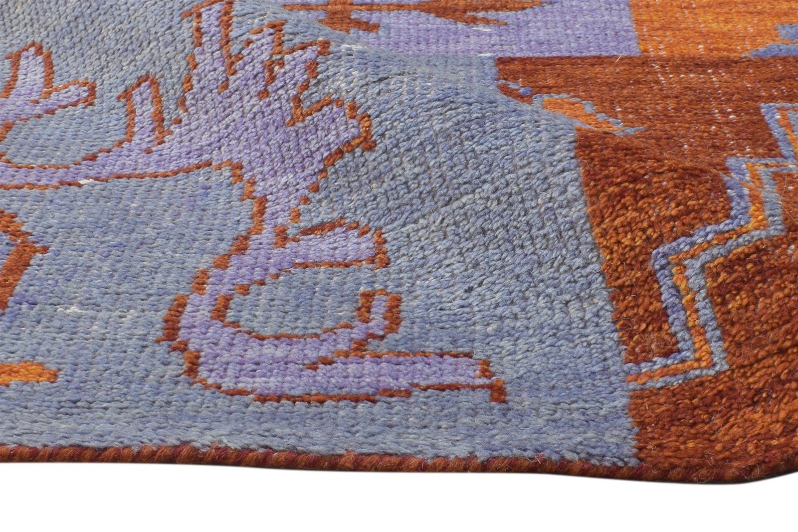Wool Purple Rug 5' X 8' Modern Hand Knotted Oriental Patchwork Room Size Carpet 7865073762453