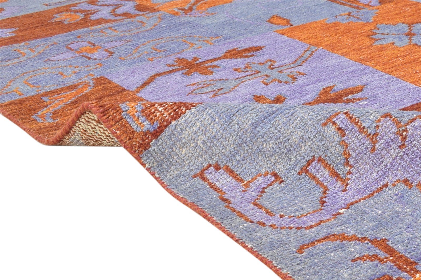 Wool Purple Rug 5' X 8' Modern Hand Knotted Oriental Patchwork Room Size Carpet 7865073762453