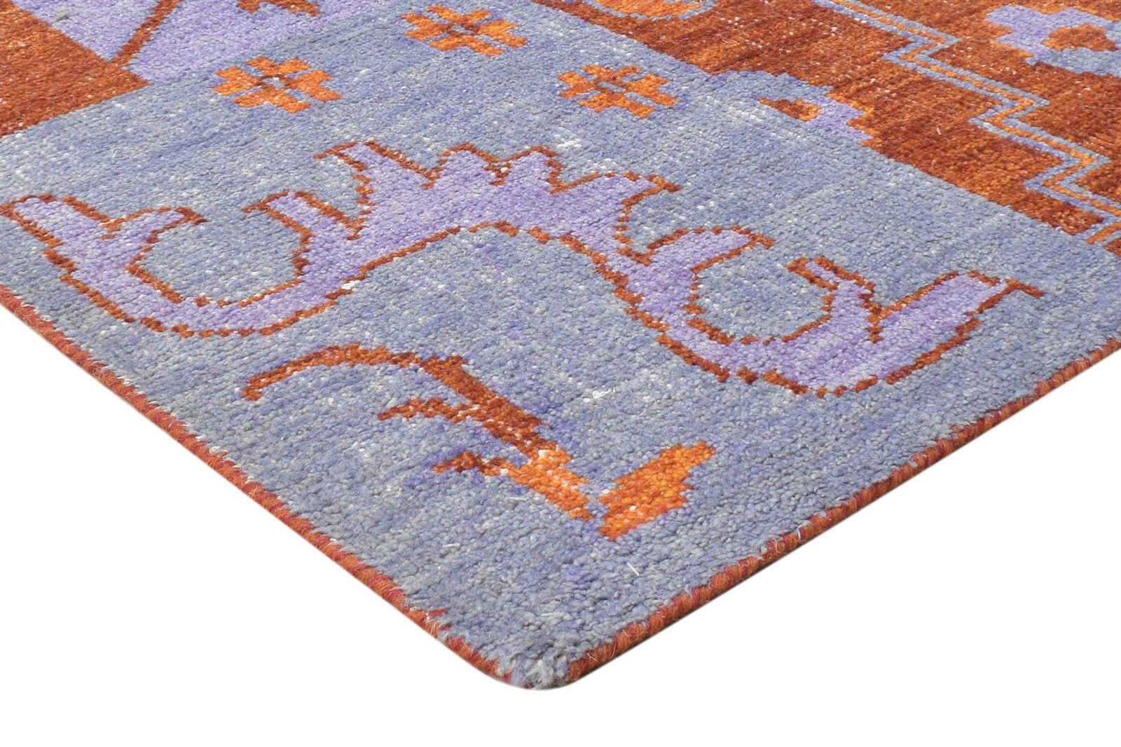 Wool Purple Rug 5' X 8' Modern Hand Knotted Oriental Patchwork Room Size Carpet 7865073762453