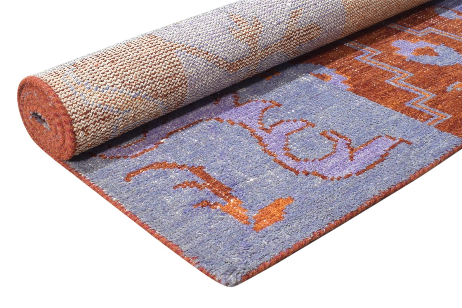 Wool Purple Rug 5' X 8' Modern Hand Knotted Oriental Patchwork Room Size Carpet 7865073762453