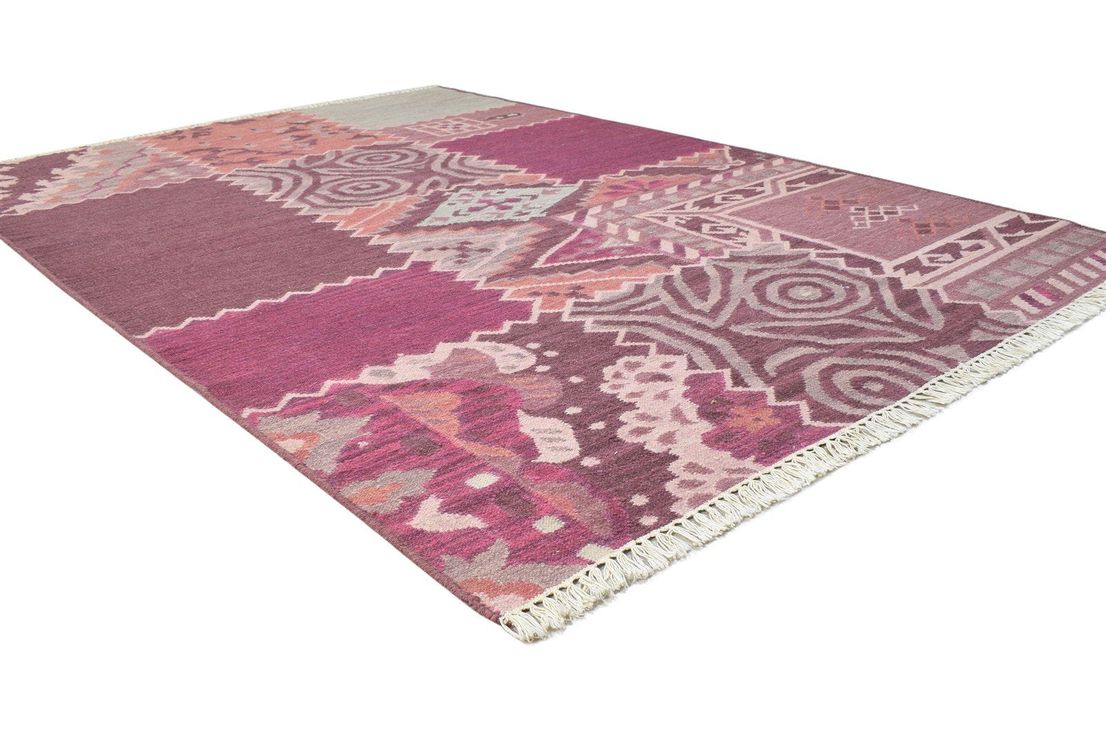 Andriana Wool Purple Rug 5' X 8' Southwestern Dhurrie American Tribal 7865041911957