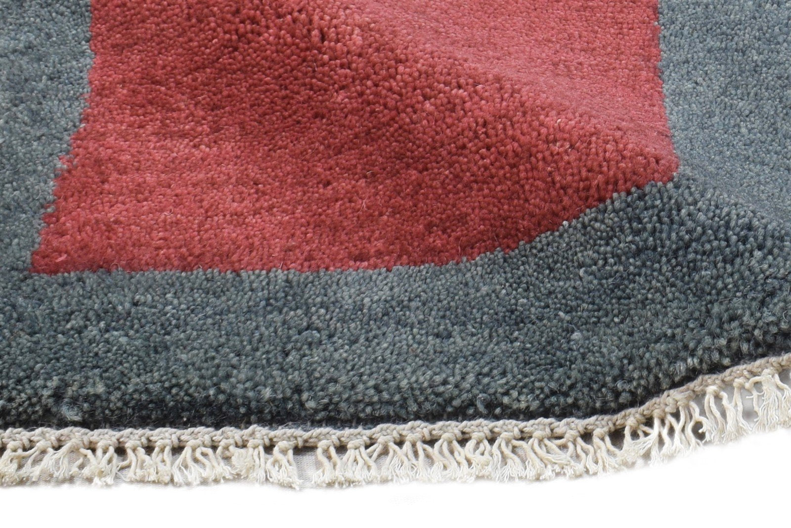 Else Wool Red Rug 1' X 2' Modern Hand Knotted Scandinavian Bordered 7865099452565