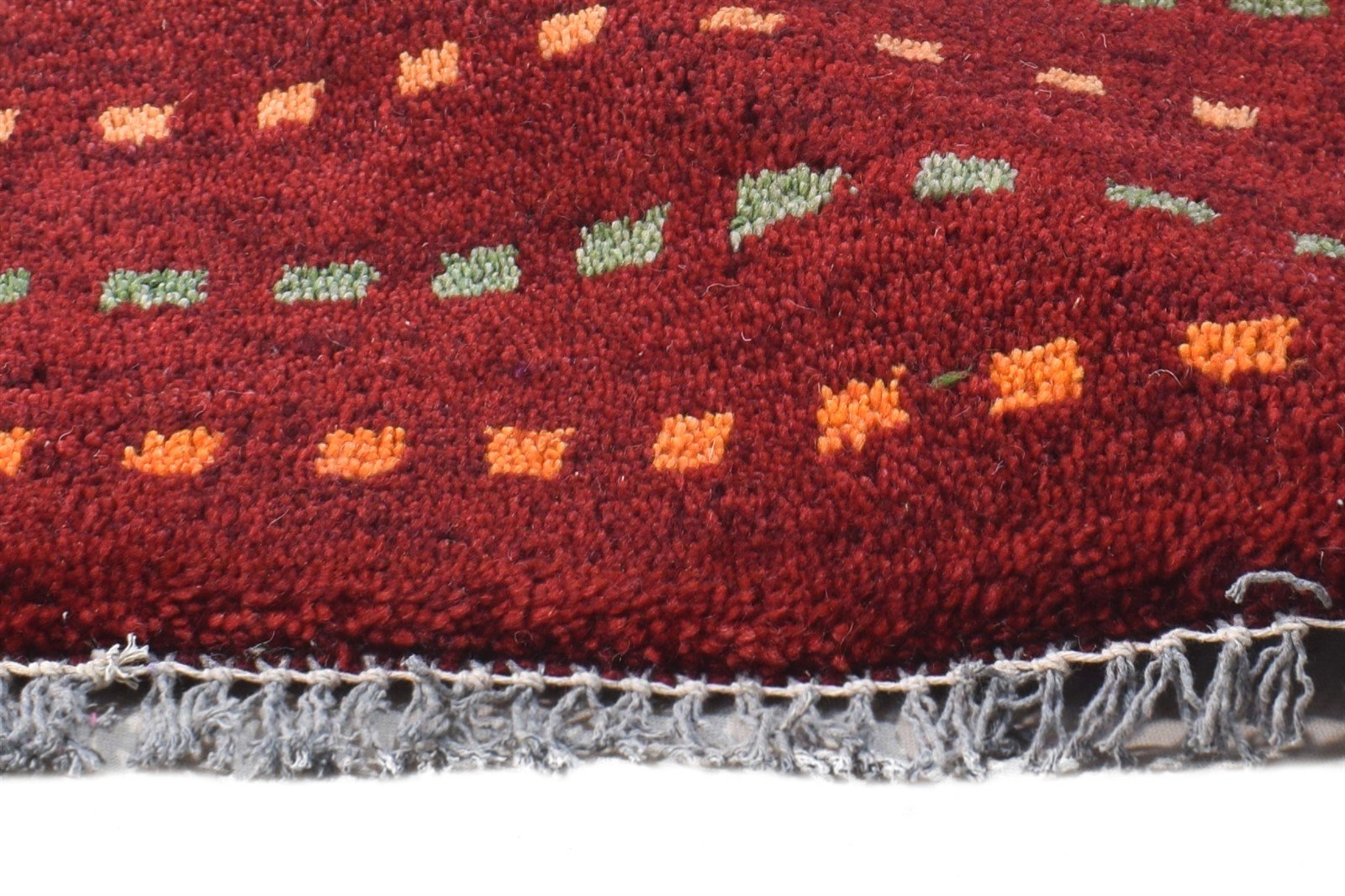 Wool Red Rug 1' X 2' Southwestern Hand Knotted Gabbeh Striped Small Carpet 7865086214293
