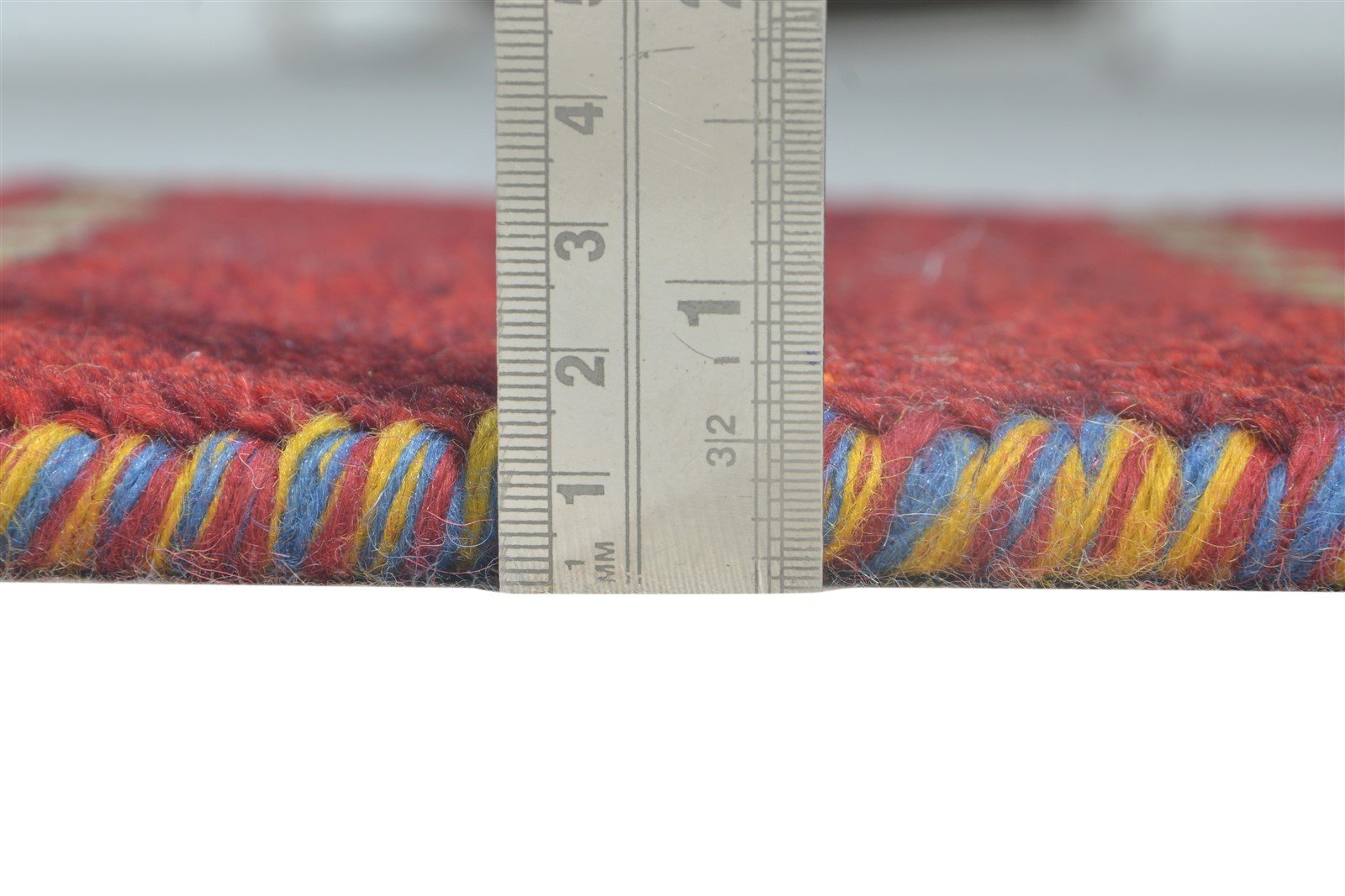 Wool Red Rug 1' X 2' Southwestern Hand Knotted Gabbeh Striped Small Carpet 7865086214293