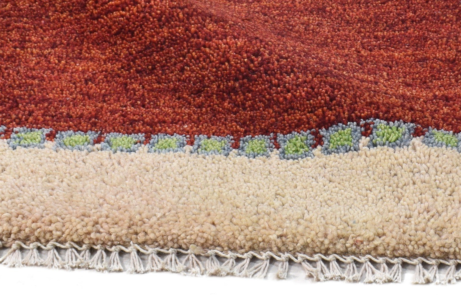 Wool Red Rug 1' X 2' Southwestern Hand Knotted Gabbeh Striped Small Carpet 7865090539669