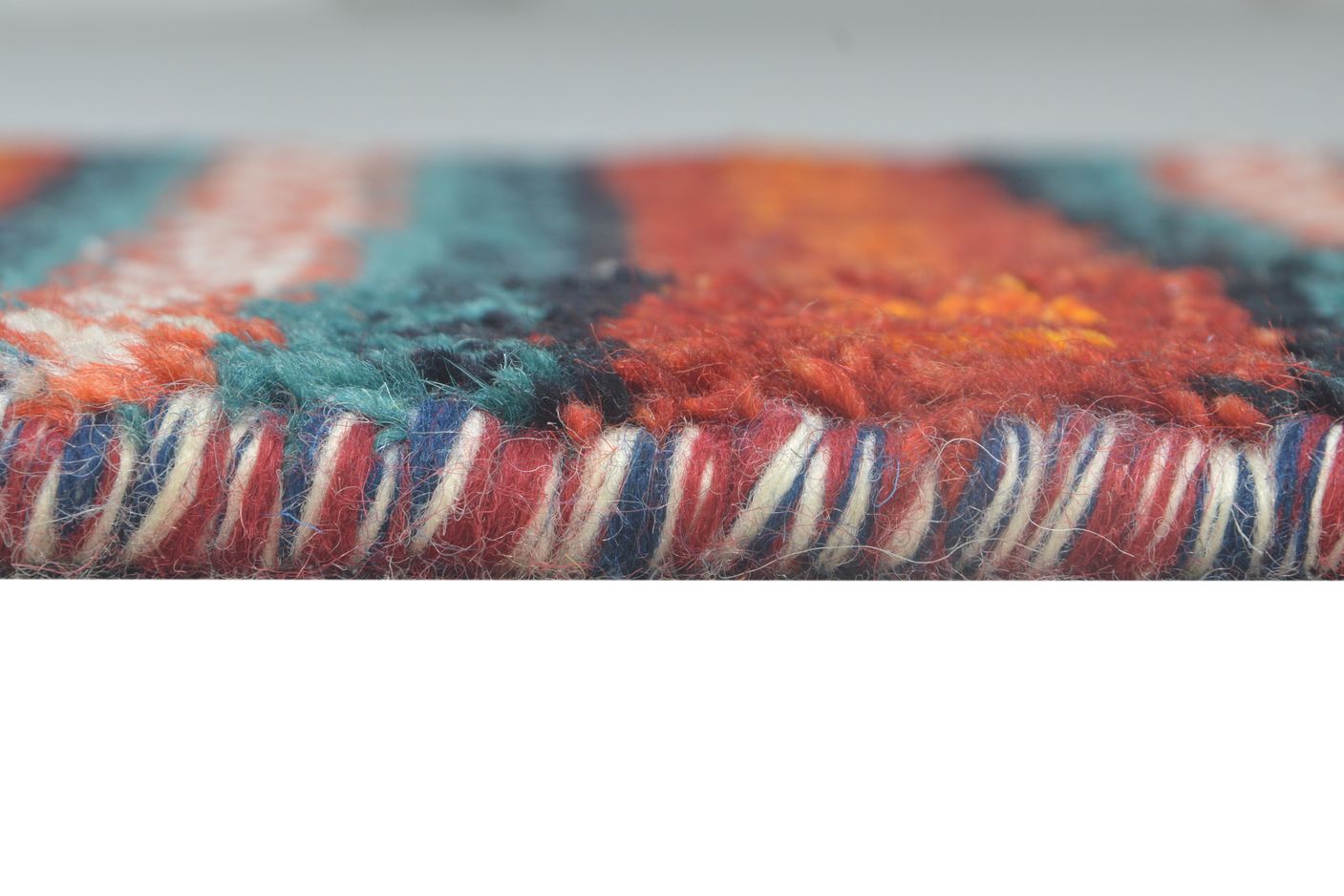 Wool Red Rug 1' X 2' Southwestern Hand Knotted Gabbeh Striped Small Carpet 7865082380437