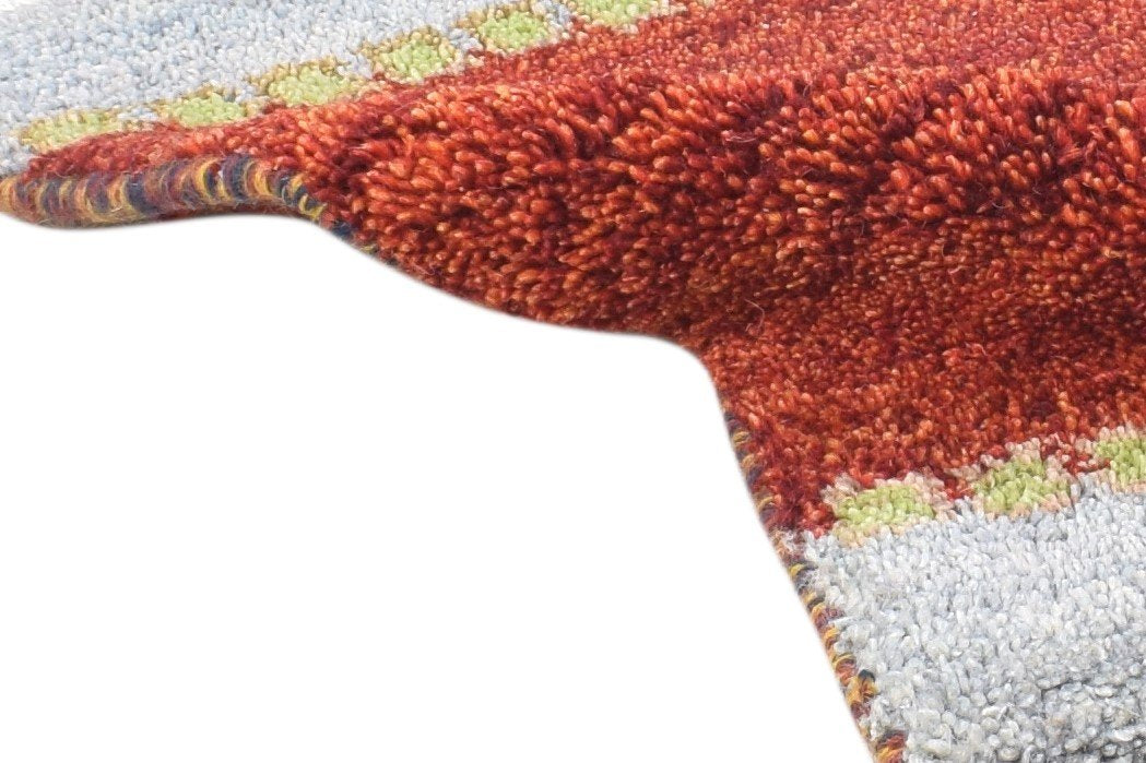 Wool Red Rug 1' X 2' Tribal Hand Knotted Gabbeh Southwestern Small Carpet 7864507302037