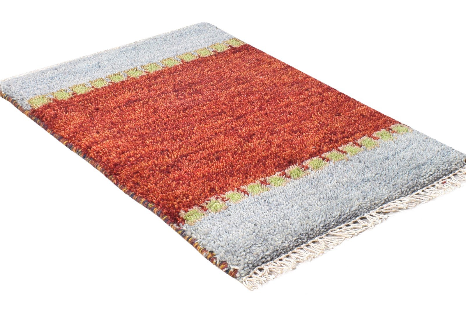 Wool Red Rug 1' X 2' Tribal Hand Knotted Gabbeh Southwestern Small Carpet 7864507302037