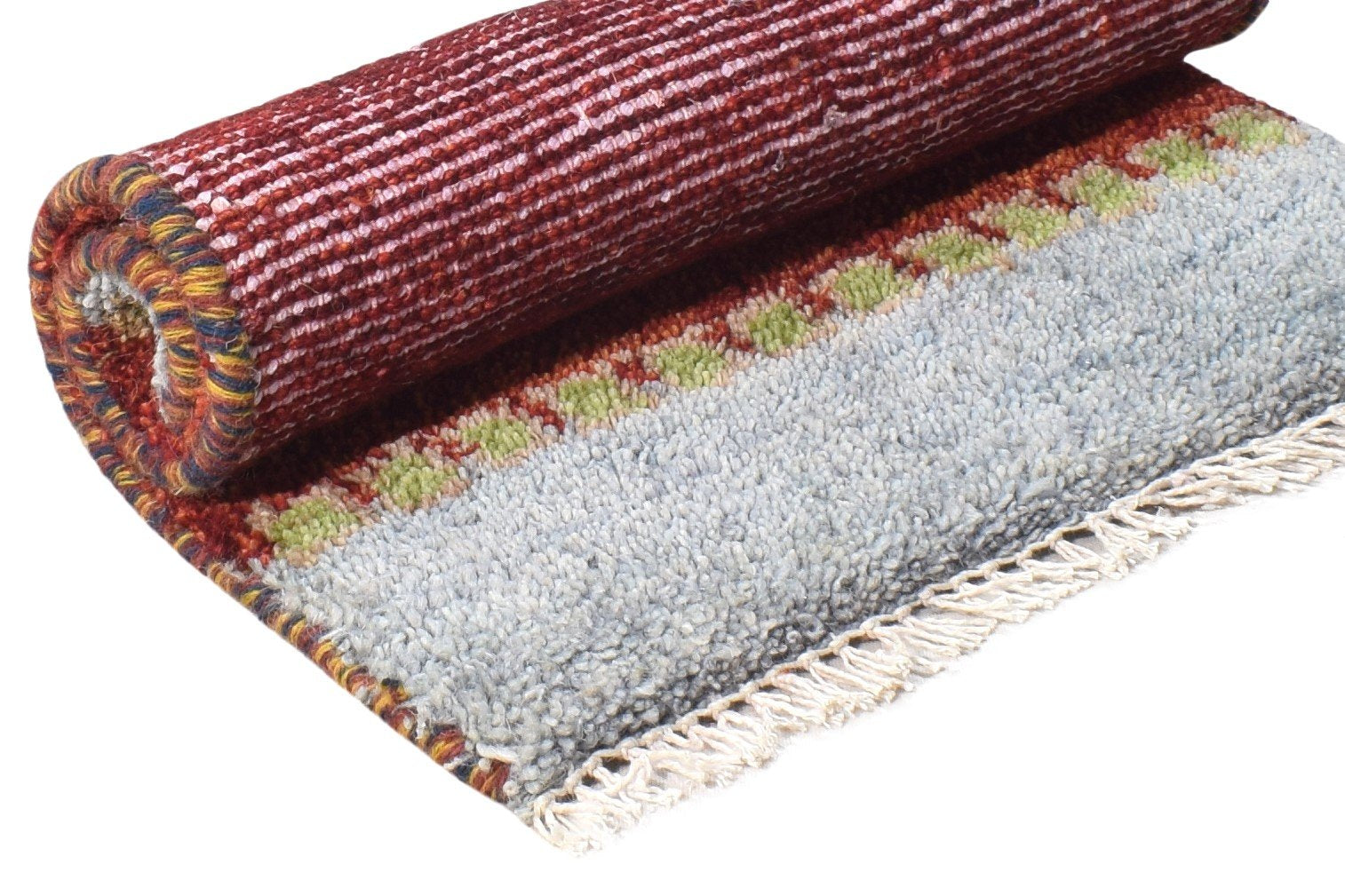 Wool Red Rug 1' X 2' Tribal Hand Knotted Gabbeh Southwestern Small Carpet 7864507302037