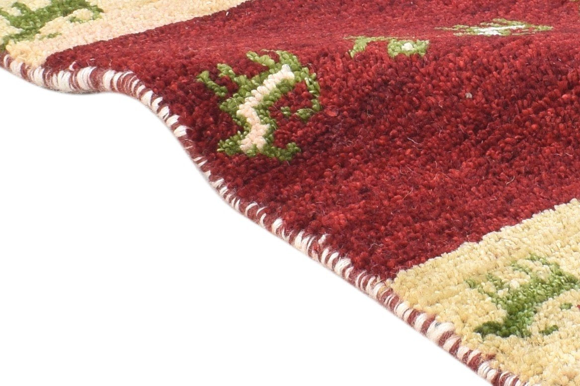 Wool Red Rug 1' X 2' Tribal Hand Knotted Gabbeh Southwestern Small Carpet 7864503828629