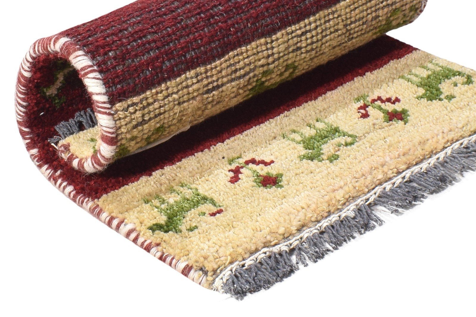 Wool Red Rug 1' X 2' Tribal Hand Knotted Gabbeh Southwestern Small Carpet 7864503828629