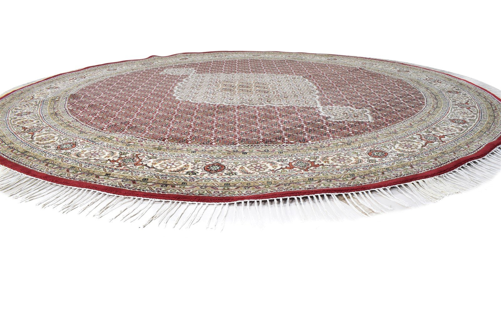 Wool Red Rug 10' X 10' Persian Hand Knotted Tabriz Medallion Extra Large Round 7864640143509