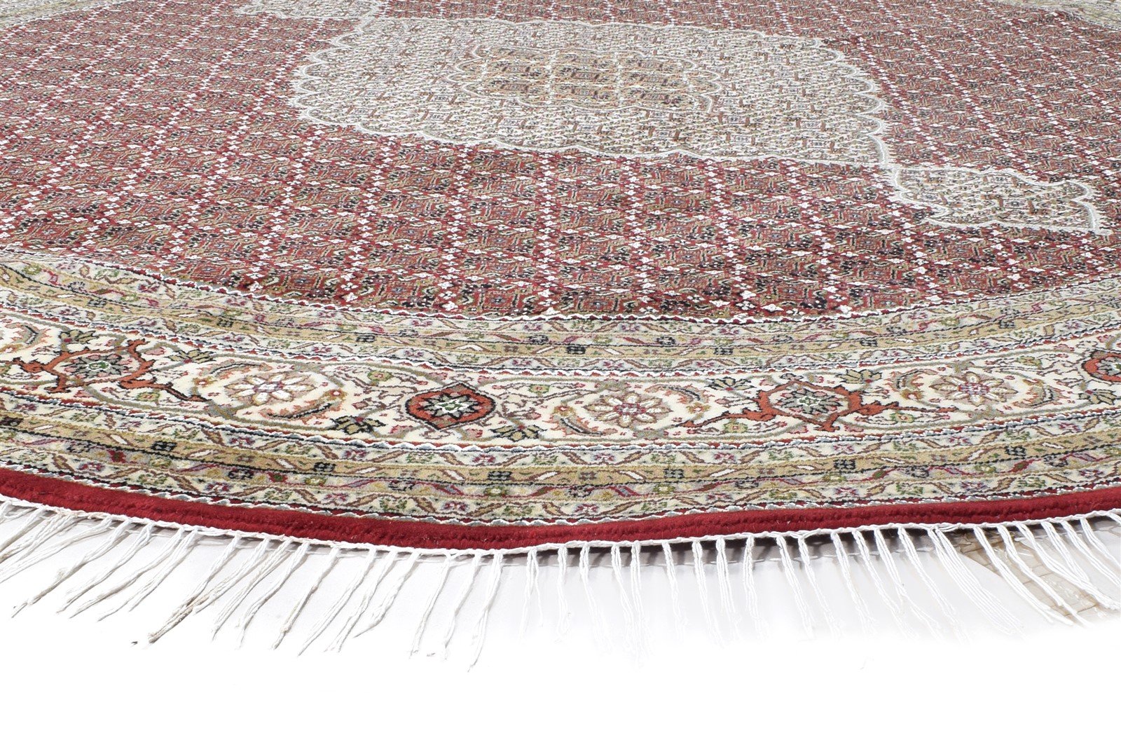 Wool Red Rug 10' X 10' Persian Hand Knotted Tabriz Medallion Extra Large Round 7864640143509