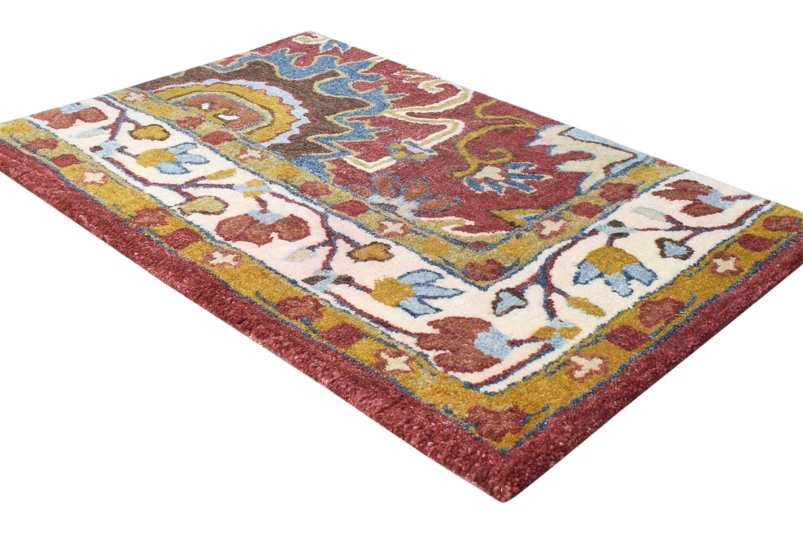 Wool Red Rug 2' X 3' Persian Hand Tufted Oushak Oriental Small Carpet 7865179701397