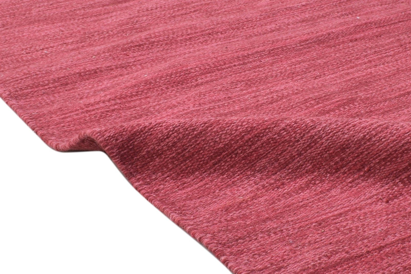 Wool Red Rug 3' X 5' Modern Dhurrie Scandinavian Solid Small Carpet 7864181391509