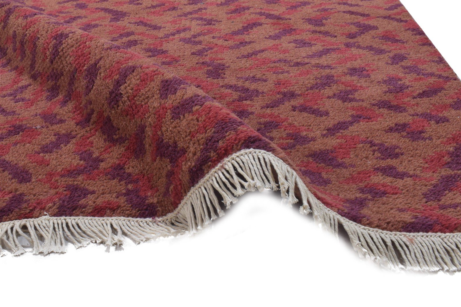 Cornelle Wool Red Rug 3' X 9' Modern Hand Knotted Bohemian Abstract Runner 7864315216021