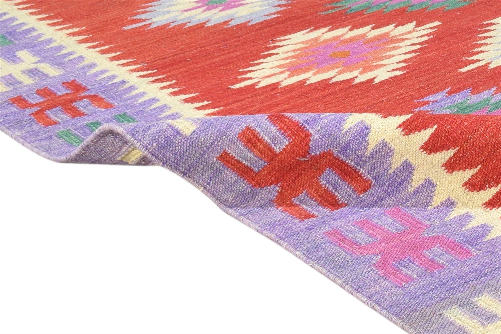 Wool Red Rug 4' X 6' Southwestern Dhurrie American Tribal Room Size Carpet 7865002033301