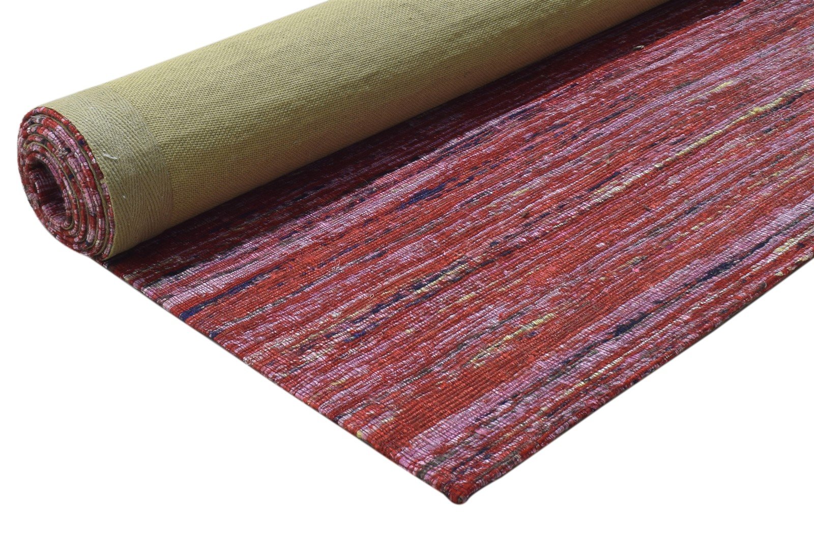 Sue Wool Red Rug 5' X 8' Modern Hand Tufted Bohemian Striped 7864660033685