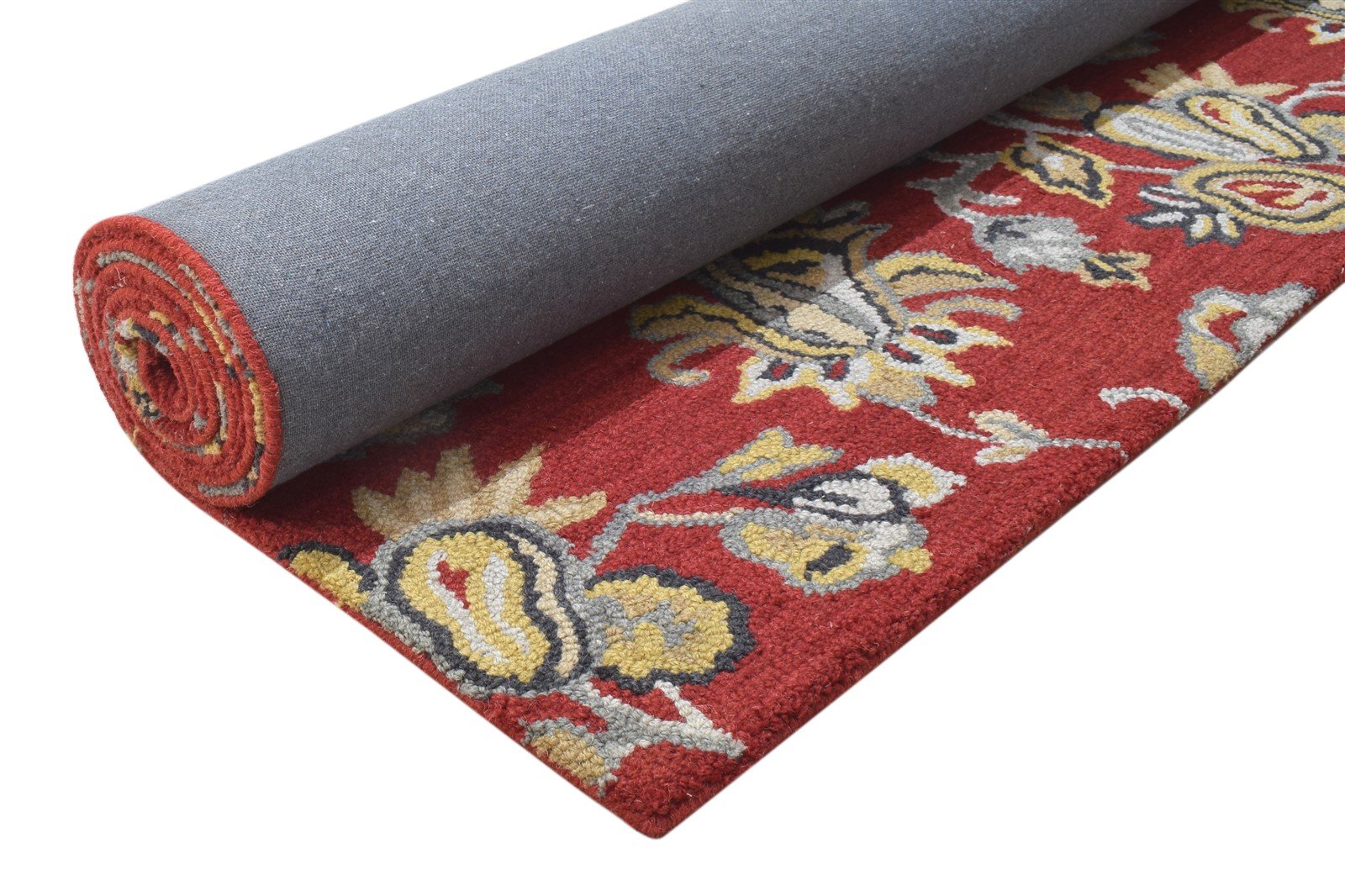 Wool Red Rug 5' X 8' Modern Hand Tufted French Floral Room Size Carpet 7864094687381