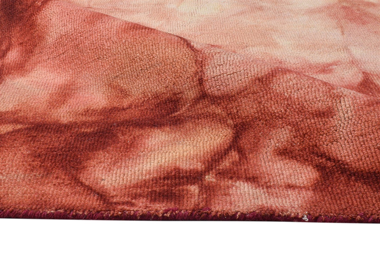 Wool Red Rug 5' X 8' Modern Hand Tufted Shibori Tie Dye Room Size Carpet 7865172983957