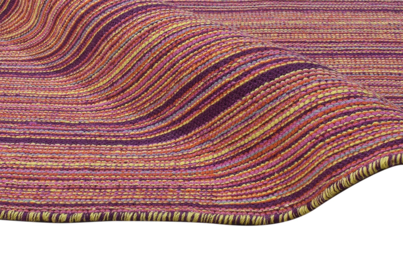 Wool Red Rug 5' X 8' Modern Handloom Scandinavian Striped Room Size Carpet 7865049481365