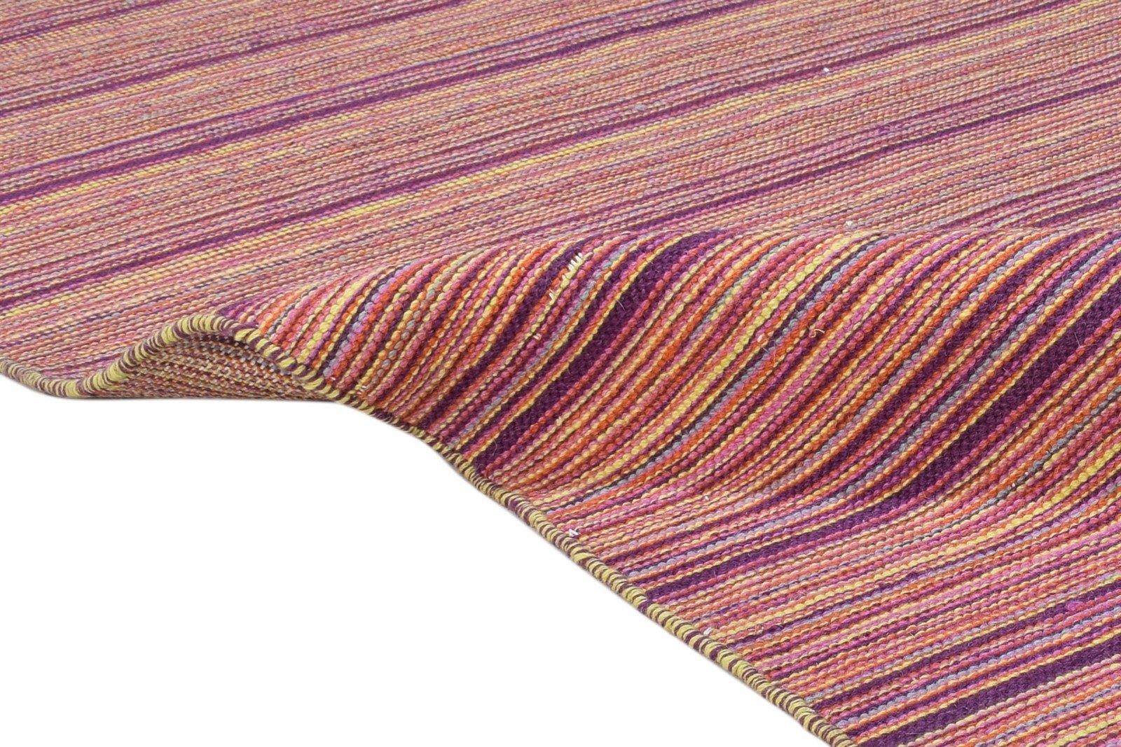 Wool Red Rug 5' X 8' Modern Handloom Scandinavian Striped Room Size Carpet 7865049481365