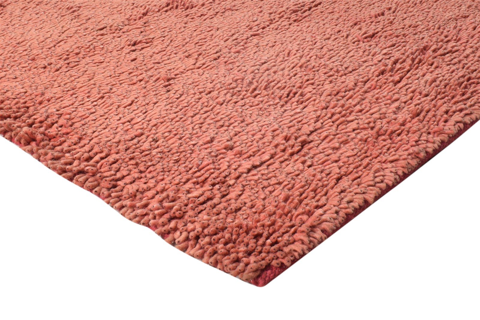 Wool Red Rug 5' X 8' Shag Hand Knotted Scandinavian Solid Room Size Carpet 7865243402389