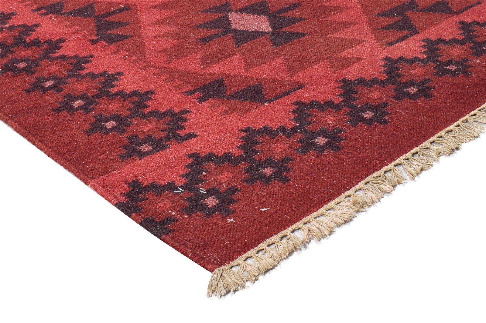 Wool Red Rug 6' X 8' Southwestern Dhurrie American Tribal Room Size Carpet 7865049776277