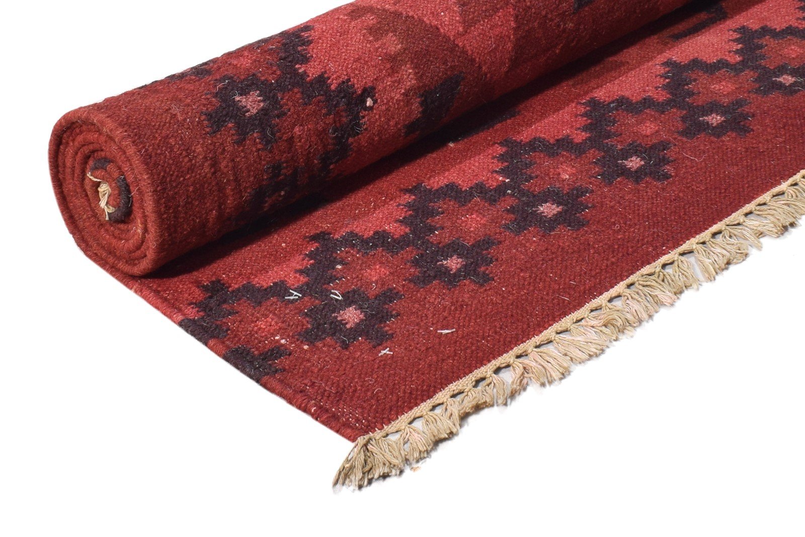 Wool Red Rug 6' X 8' Southwestern Dhurrie American Tribal Room Size Carpet 7865049776277