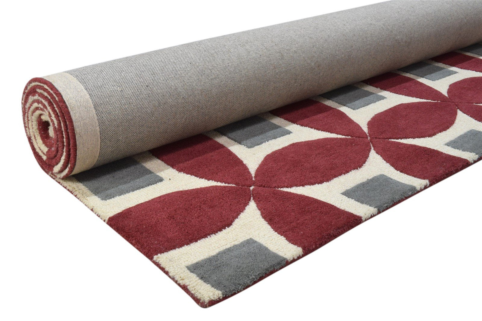 Wool Red Rug 8' X 10' Modern Hand Tufted Moroccan Geometric Large Carpet 7860687863957