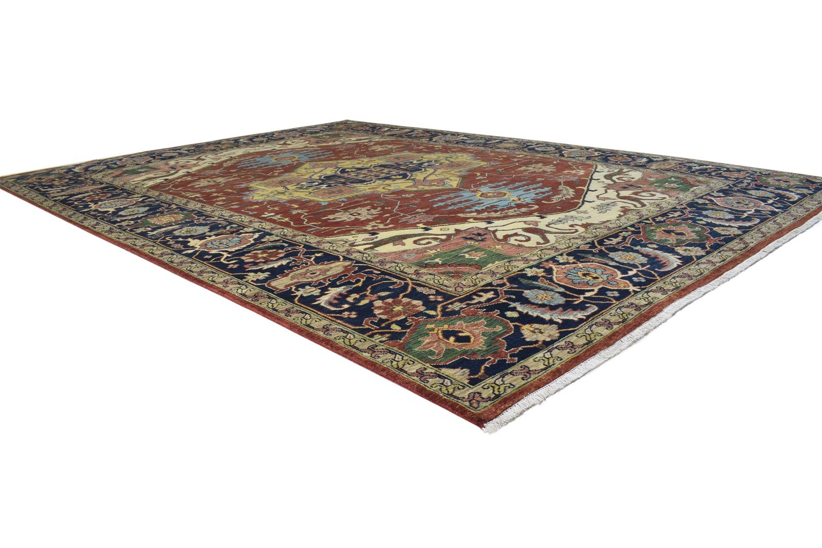 Wool Red Rug 9' X 12' Persian Hand Knotted Serapi Oriental Large Carpet 7864201117845