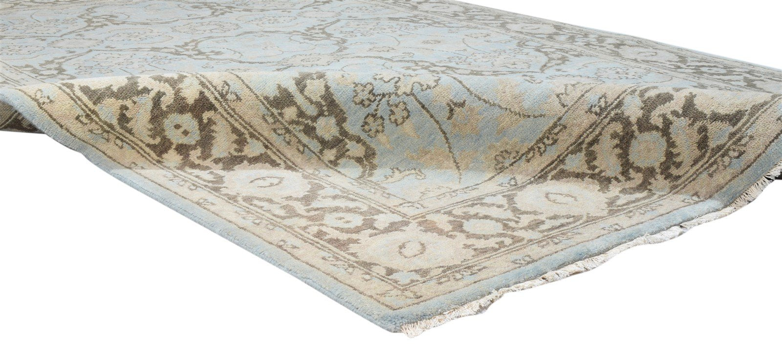 Wool Rug Blue Persian Hand Knotted Kashan Oriental Room Size Carpet 7860677116053