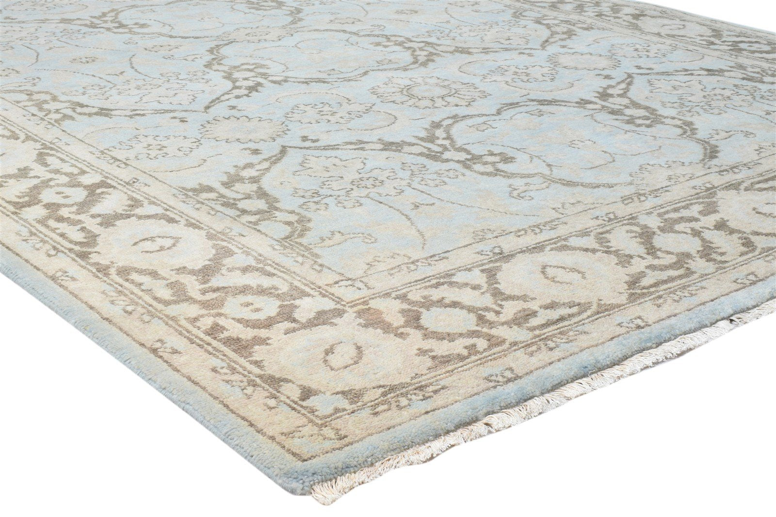 Wool Rug Blue Persian Hand Knotted Kashan Oriental Room Size Carpet 7860677116053