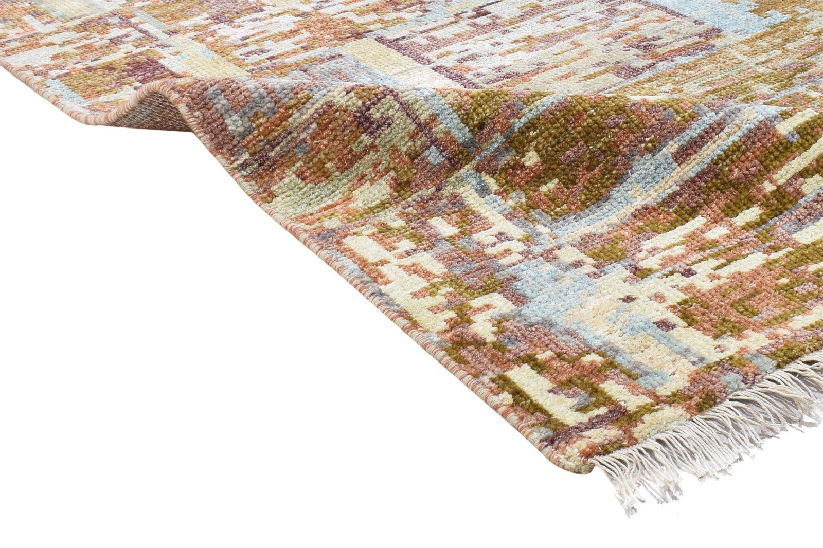 Wool Rust Rug 2'6 X 10' Modern Hand Knotted Bohemian Abstract Small Runner 7864315379861