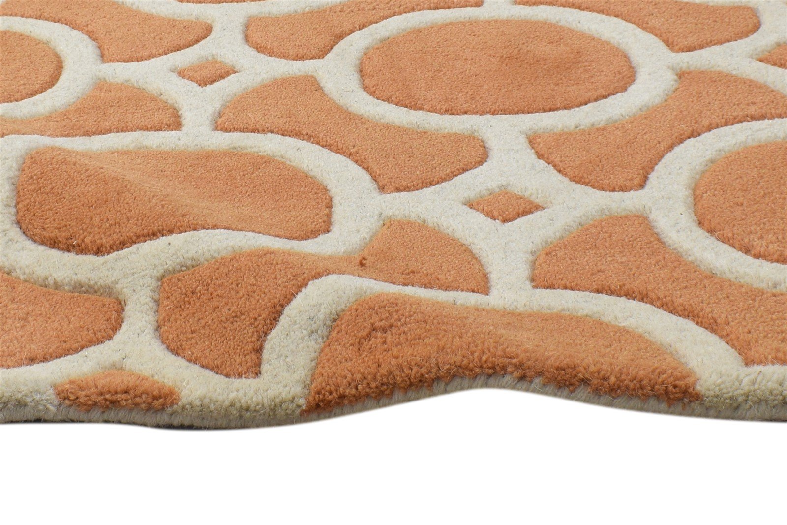 Wool Rust Rug 2' X 2' Modern Hand Tufted Moroccan Geometric Small Carpet 7864125358229