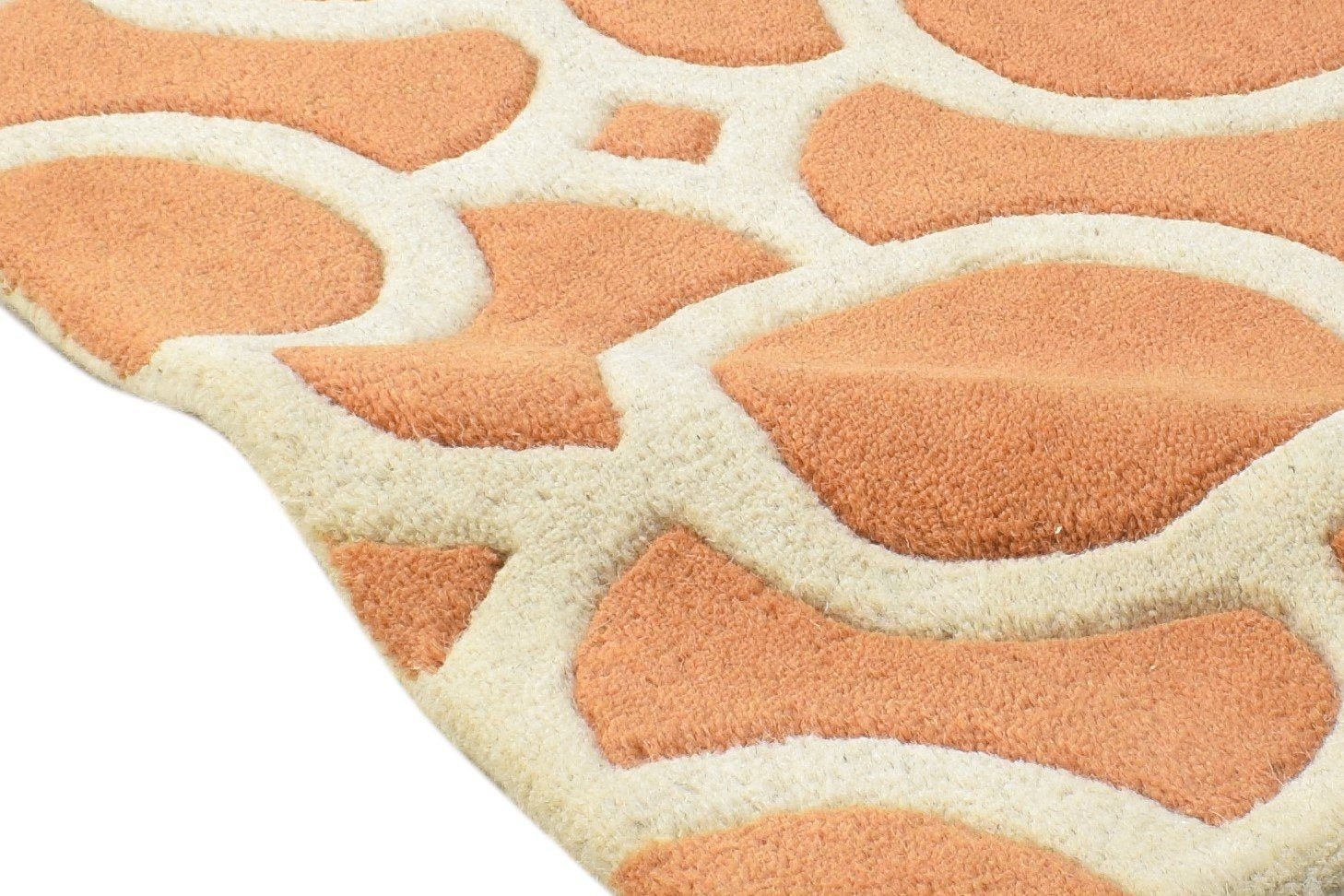 Wool Rust Rug 2' X 2' Modern Hand Tufted Moroccan Geometric Small Carpet 7864125358229