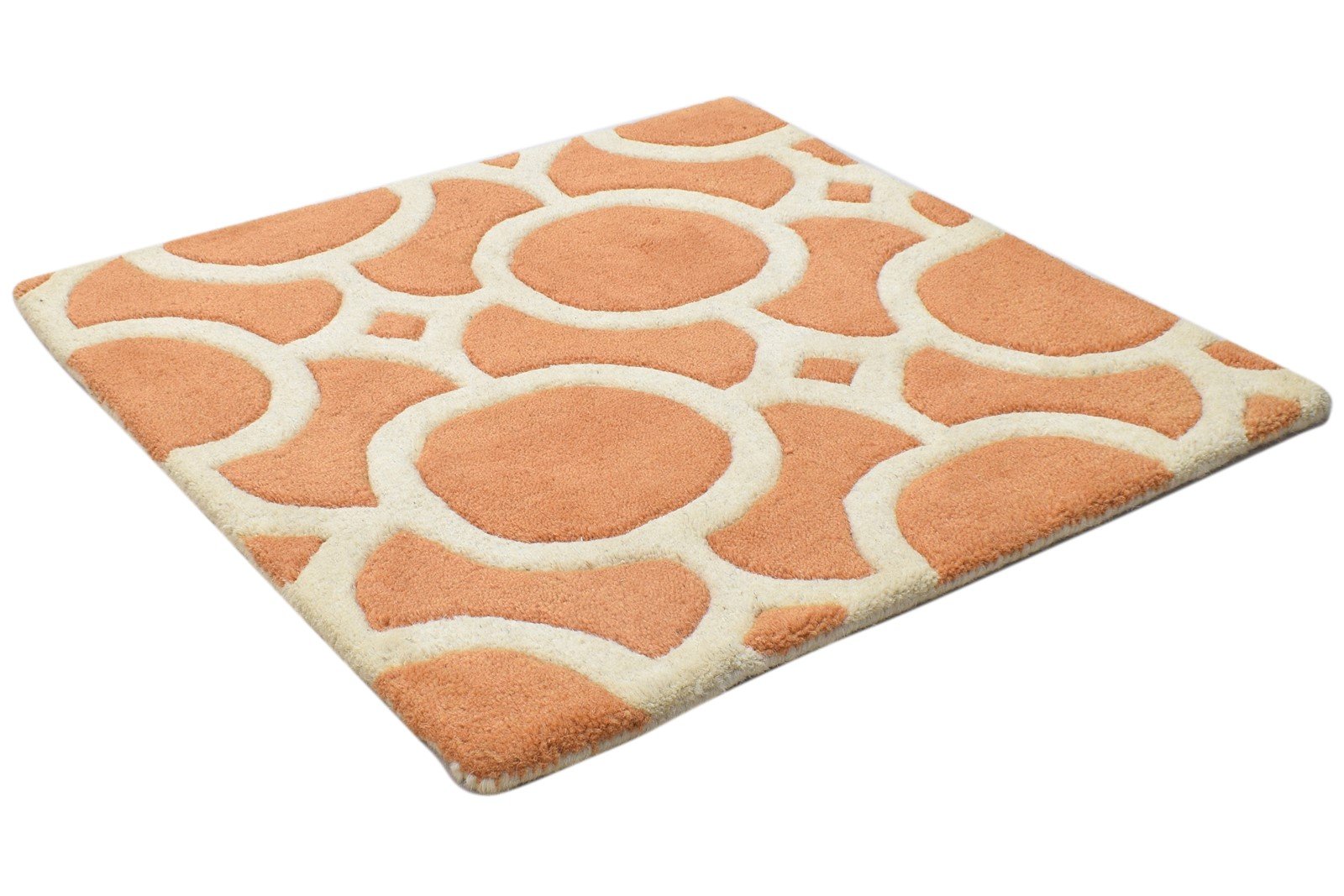 Wool Rust Rug 2' X 2' Modern Hand Tufted Moroccan Geometric Small Carpet 7864125358229