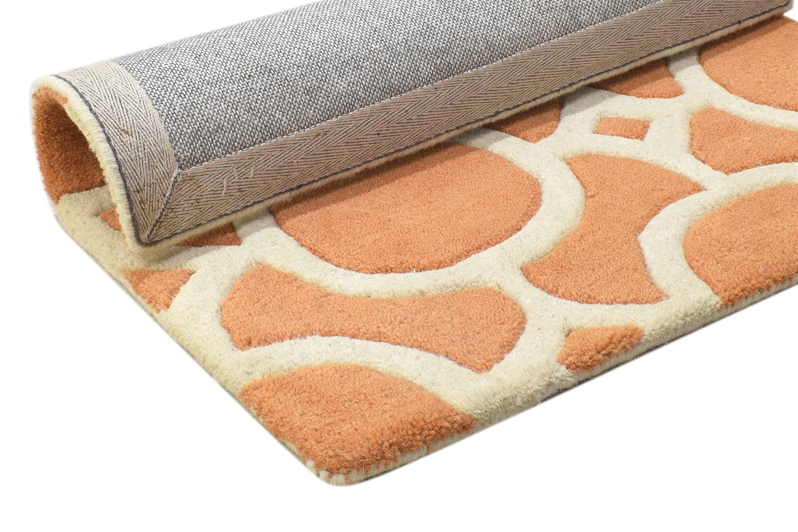 Wool Rust Rug 2' X 2' Modern Hand Tufted Moroccan Geometric Small Carpet 7864125358229
