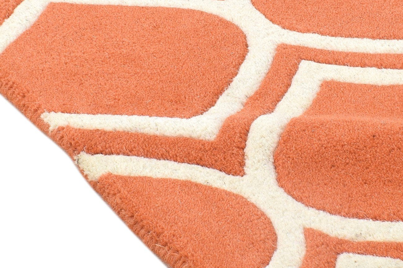 Wool Rust Rug 2' X 2' Modern Hand Tufted Moroccan Trellis Small Carpet 7864127291541