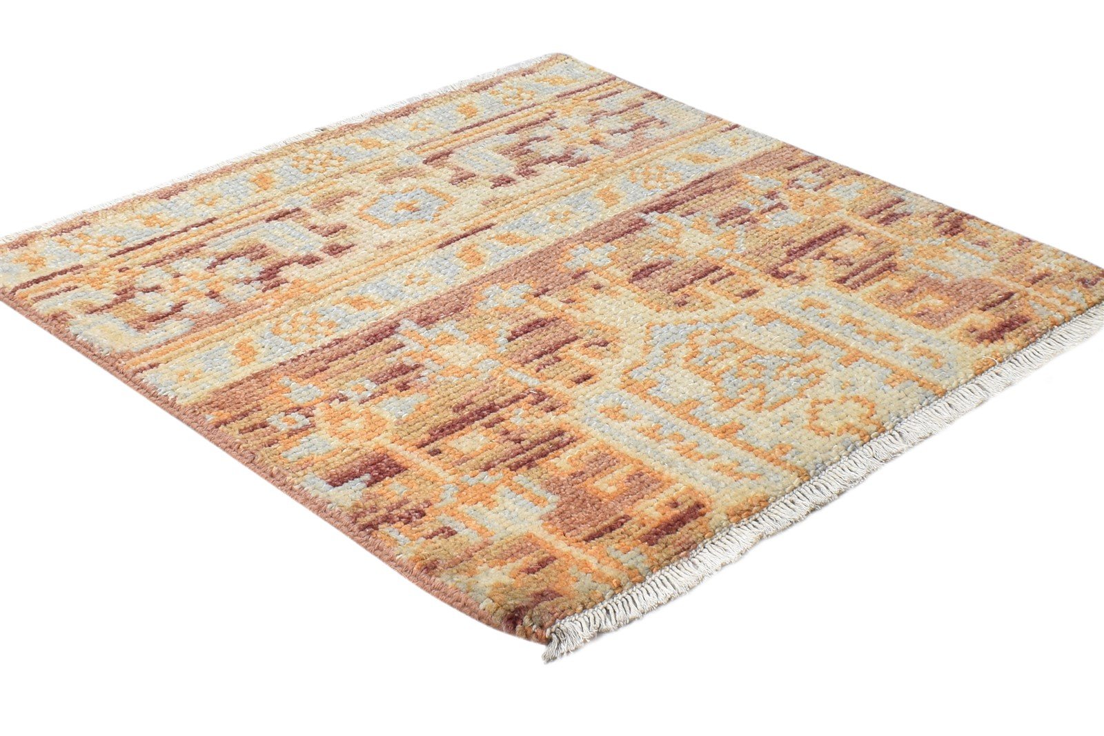 Wool Rust Rug 2' X 2' Persian Hand Knotted Kazak Oriental Small Carpet 7865152209045