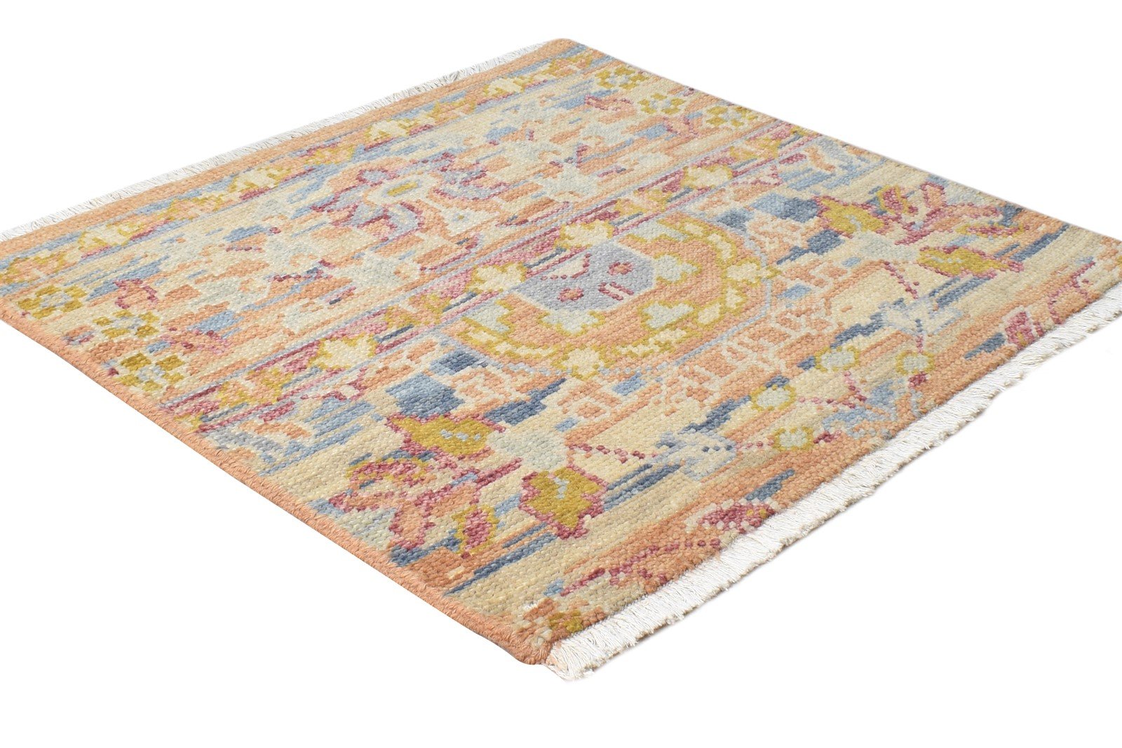 Wool Rust Rug 2' X 2' Persian Hand Knotted Oushak Oriental Small Carpet 7865151291541