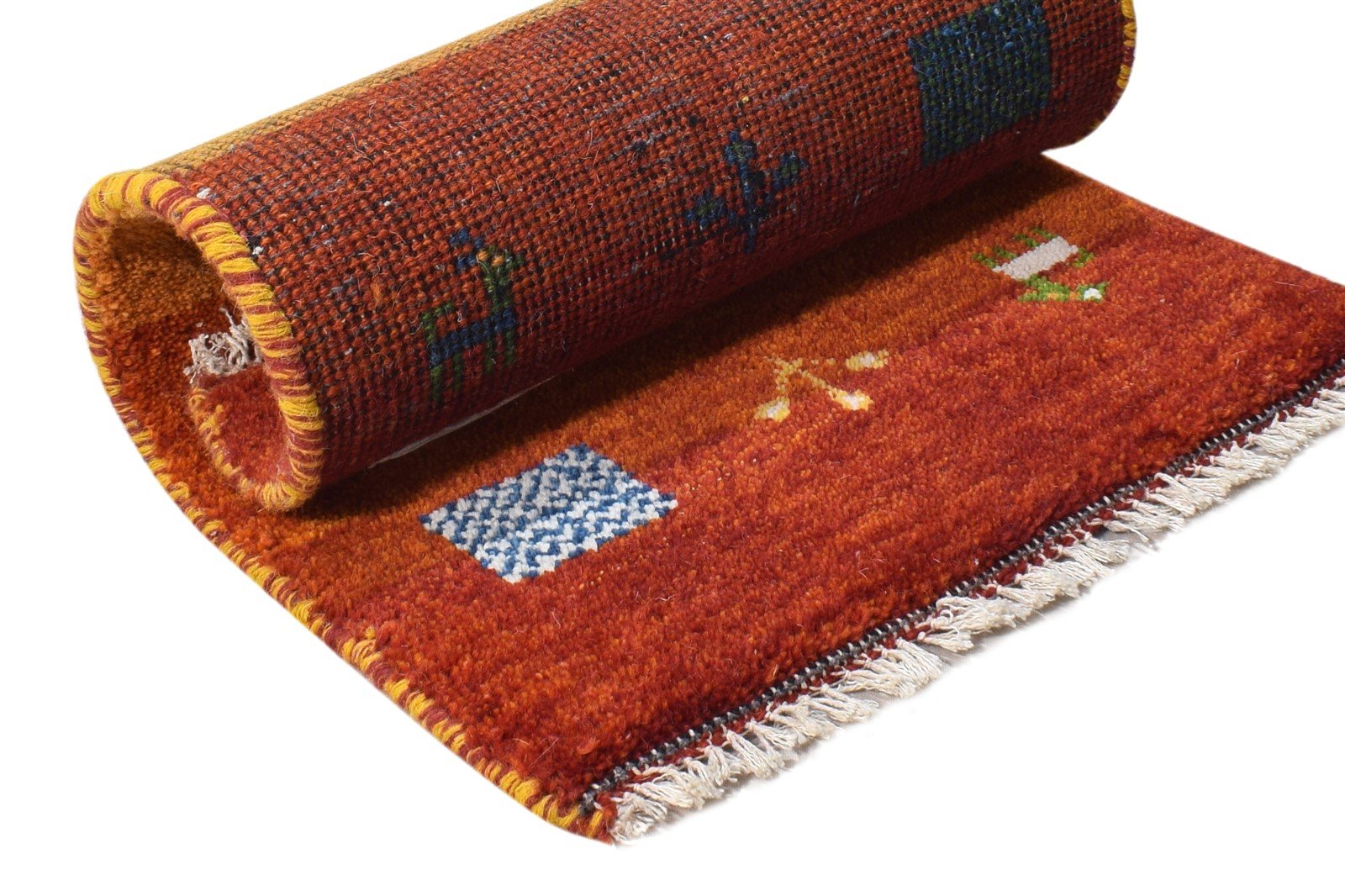 Wool Rust Rug 2' X 2' Southwestern Hand Knotted Gabbeh Tribal Small Carpet 7865102106773