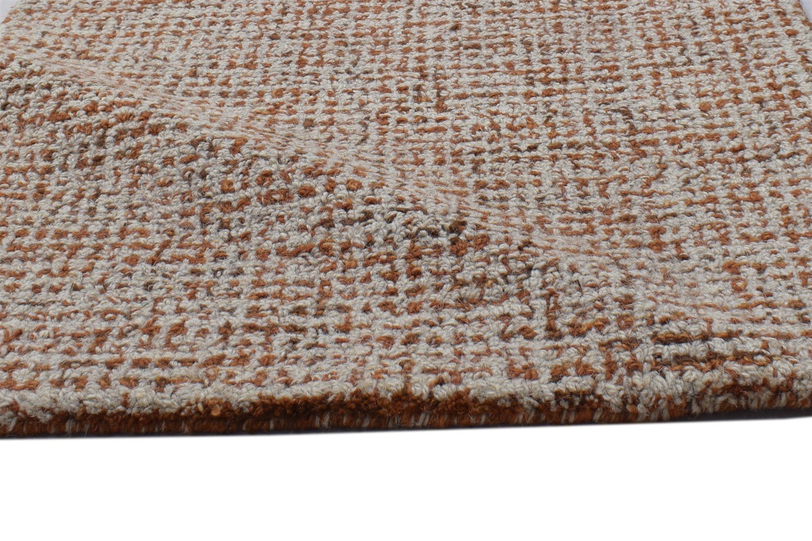 Wool Rust Rug 2' X 3' Modern Hand Tufted Scandinavian Solid Small Carpet 7864136040597