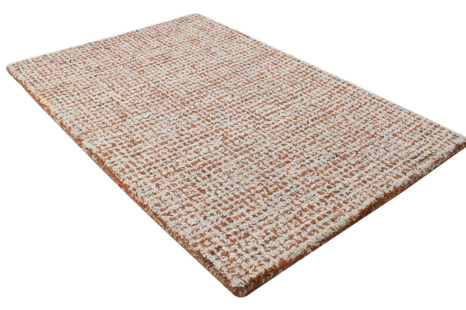 Wool Rust Rug 2' X 3' Modern Hand Tufted Scandinavian Solid Small Carpet 7864136040597